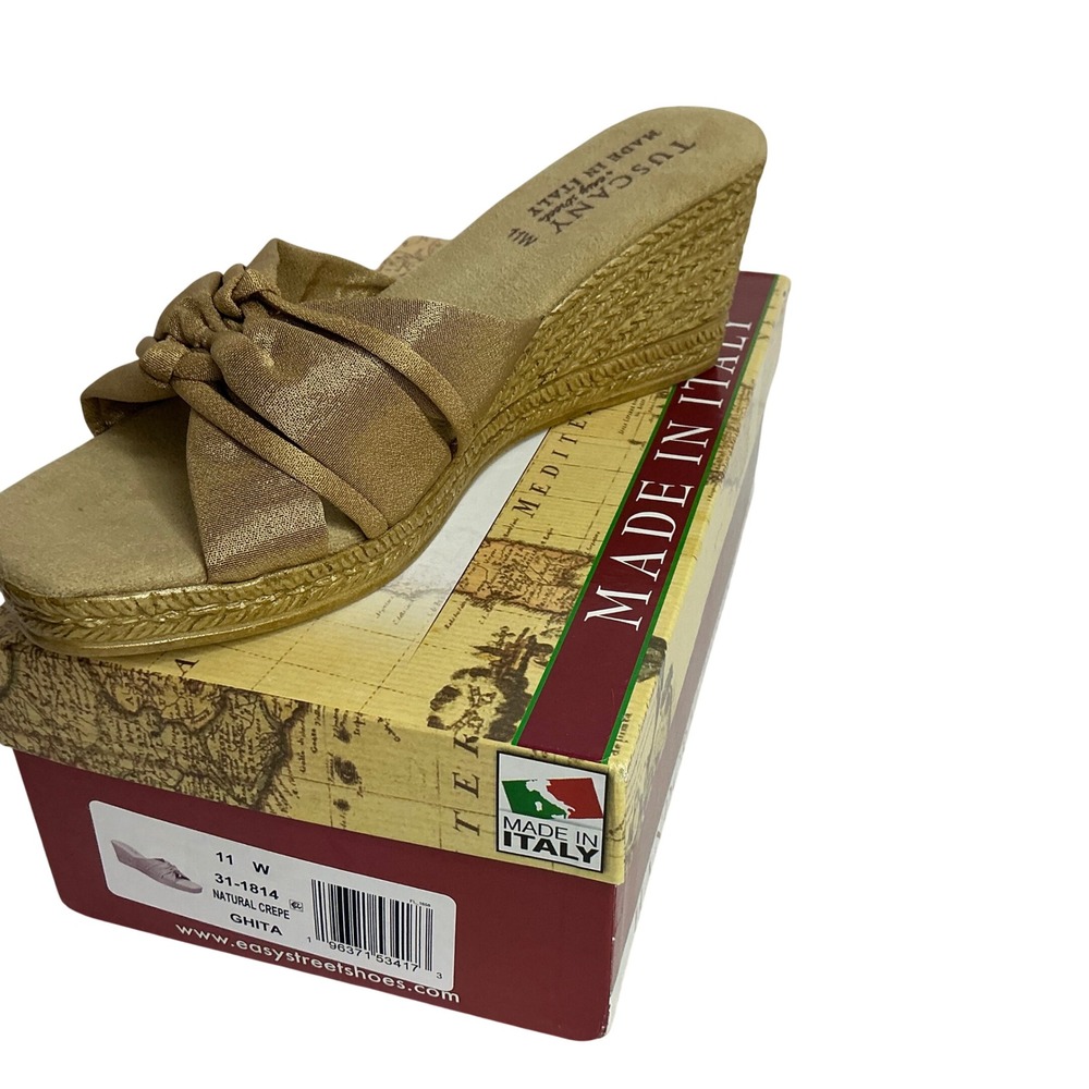 Tuscany by Easy Street Gold Metallic Wedge Sandals Made in Italy Womens 11W - Picture 9 of 9